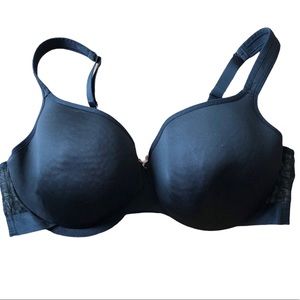 Cacique lightly lined balconette bra black 42DD lace band